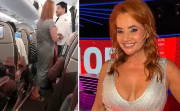 Nancy Pazos no pudo pasar a la primera clase en un avión