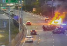 Choque, vuelco e incendio sobre la autopista 9 de Julio Sur: se registran demoras en el tránsito