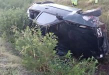 Choque y vuelco en la Ruta 8 a la altura de Exaltación de la Cruz: hay dos heridos, uno de gravedad