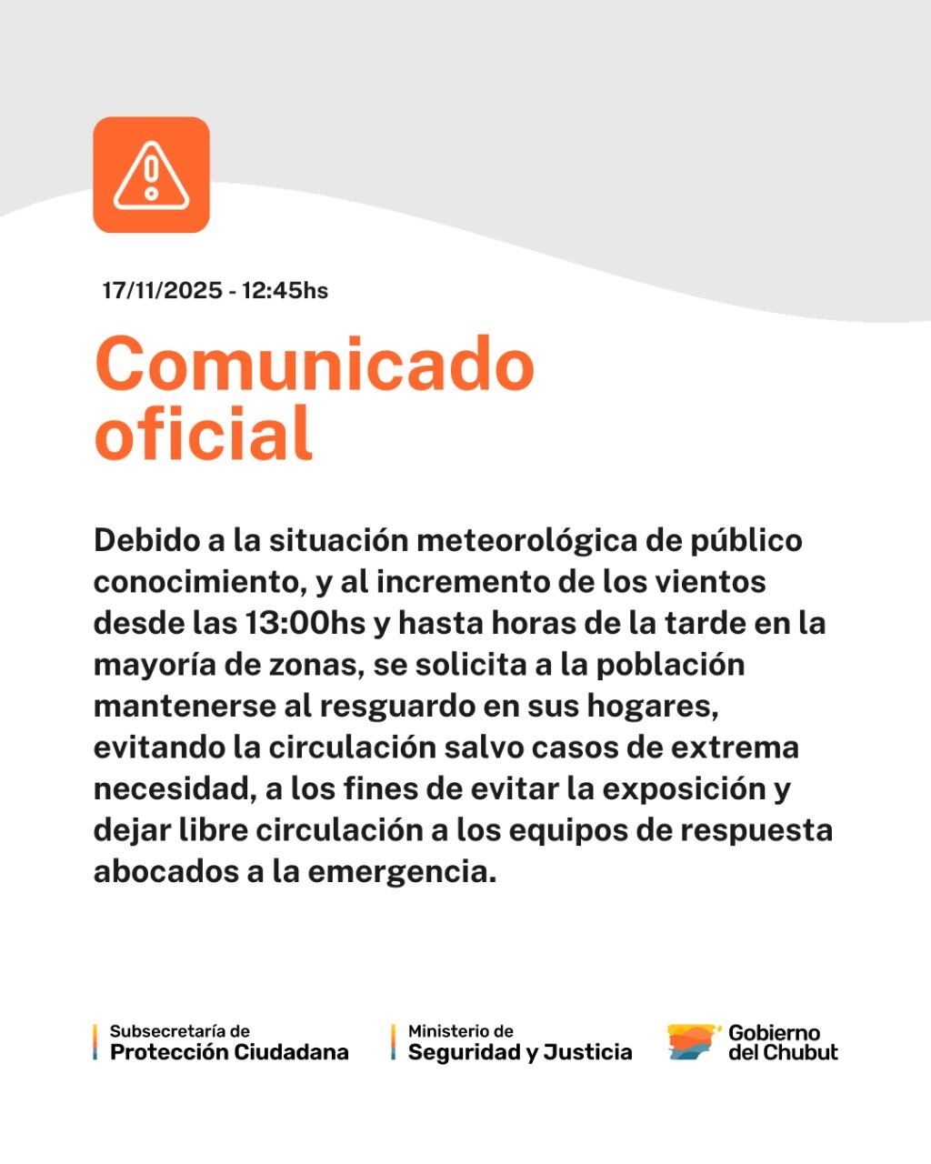 Chubut declaró una alerta roja por vientos de hasta 150 km/h: se suspendieron las clases y hay cortes de rutas