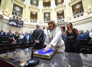 Juraron los nuevos senadores y Villaverde se mantuvo fuera del recinto