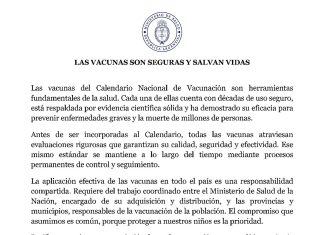 Tras el insólito acto en el Congreso, el Gobierno ratificó la seguridad y la gratuidad de las vacunas junto a 22 ministros de Salud