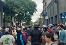 Protesta de trabajadores de aplicaciones de transporte en el Concejo